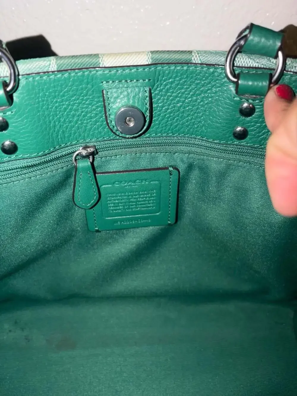Coach Dempsey Tote 22 In Signature Jacquard With Stripe And Coach Patch
